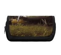 HETVBNS Abandoned Plane Pencil Case Extra Large, Double Layer Pencil Pouch with Zipper, Portable Cosmetic Bags for Travel, Office Stationery Organizer for Women Men