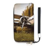 HETVBNS Abandoned Plane Wallet, Elegant Wristlet Wallet with Multi-Card Slots, PU Leather Long Purse for Women, Men