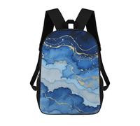 HETVBNS Abstract Blue Marble Watercolor Backpack for Women Men, Durable 600D Polyester Bookbag with Large Capacity, Lightweight 17 Inch Laptop Backpack Minimalism Casual Daypack for Work, Travel
