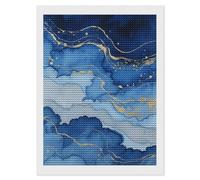 HETVBNS Abstract Blue Marble Watercolor Diamond Painting Kits for Adults, Full Round Drill DIY Diamond Art for Beginners, 5D Gem Art and Crafts for Home Wall Decor 12"x16"