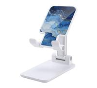 HETVBNS Abstract Blue Marble Watercolor Phone Stand for Desk - Adjustable & Foldable Tablet Stand Portable Cell Phone Stand Holder Compatible with 4-13" Smartphones, Tablets