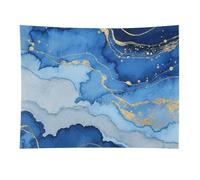 HETVBNS Abstract Blue Marble Watercolor Tapestry Wall Hanging - 30"x40" Aesthetic Tapestries Soft Polyester Wall Art Decor Large Tapestry for Bedroom Living Room Dorm Backdrop, Hanging Kit Included