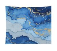 HETVBNS Abstract Blue Marble Watercolor Tapestry Wall Hanging - 50"x60" Aesthetic Tapestries Soft Polyester Wall Art Decor Large Tapestry for Bedroom Living Room Dorm Backdrop, Hanging Kit Included