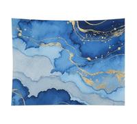 HETVBNS Abstract Blue Marble Watercolor Tapestry Wall Hanging - 60"x80" Aesthetic Tapestries Soft Polyester Wall Art Decor Large Tapestry for Bedroom Living Room Dorm Backdrop, Hanging Kit Included