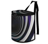 HETVBNS Abstract Circle Swirl Car Trash Can with Lid, Leakproof Hanging Automotive Trash Bin, Waterproof Garbage Storage Bag for Vehicles, RV, Bathroom, Office