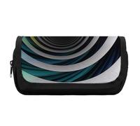 HETVBNS Abstract Circle Swirl Pencil Case Extra Large, Double Layer Pencil Pouch with Zipper, Portable Cosmetic Bags for Travel, Office Stationery Organizer for Women Men