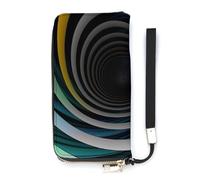 HETVBNS Abstract Circle Swirl Wallet, Elegant Wristlet Wallet with Multi-Card Slots, PU Leather Long Purse for Women, Men