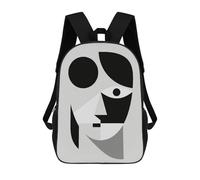 HETVBNS Abstract Face Backpack for Women Men, Durable 600D Polyester Bookbag with Large Capacity, Lightweight 17 Inch Laptop Backpack Minimalism Casual Daypack for Work, Travel