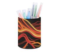 HETVBNS Abstract Mountain Pen Holder for Desk PU Leather Round Desk Organizer Multifunctional Makeup Brush Storage Aesthetic Desktop Supplies Stylish Pencil Holder for Office & Home