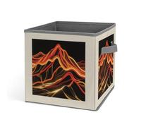 HETVBNS Abstract Mountain Storage Bins 10.6 Inch, Oxford Fabric Foldable Storage Cube Organizer Basket with Handles, Fabric Bins for Closet Shelves, Toys, Clothes, Books, Bedroom
