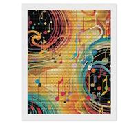 HETVBNS Abstract Music Themed Diamond Painting Kits for Adults, Full Round Drill DIY Diamond Art for Beginners, 5D Gem Art and Crafts for Home Wall Decor 16"x20"