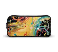 HETVBNS Abstract Music Themed Pencil Case Large Capacity, Durable Pencil Pouch Portable Small Cosmetic Bag with Metal Zipper, Simple Makeup Pouch Aesthetic Toiletry Bag for Travel Office