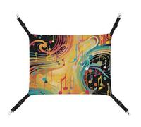 HETVBNS Abstract Music Themed Pet Hammock for Cats & Dogs, Soft Breathable Canvas Hanging Hammock with Adjustable Straps, Comfortable & Durable Hanging Bed for Small to Medium Pets
