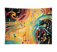 HETVBNS Abstract Music Themed Tapestry Wall Hanging - 60"x80" Aesthetic Tapestries Soft Polyester Wall Art Decor Large Tapestry for Bedroom Living Room Dorm Backdrop, Hanging Kit Included