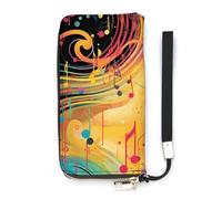 HETVBNS Abstract Music Themed Wallet, Elegant Wristlet Wallet with Multi-Card Slots, PU Leather Long Purse for Women, Men