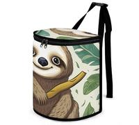 HETVBNS Adorable Sloth Car Trash Can with Lid, Leakproof Hanging Automotive Trash Bin, Waterproof Garbage Storage Bag for Vehicles, RV, Bathroom, Office