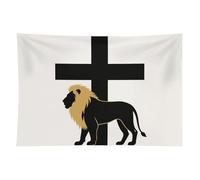 HETVBNS African Leo Lion King with Cross Tapestry Wall Hanging - 60"x90" Aesthetic Tapestries Soft Polyester Wall Art Decor Large Tapestry for Bedroom Living Room Dorm Backdrop, Hanging Kit Included