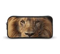 HETVBNS African Lion Head Pencil Case Large Capacity, Durable Pencil Pouch Portable Small Cosmetic Bag with Metal Zipper, Simple Makeup Pouch Aesthetic Toiletry Bag for Travel Office