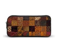 HETVBNS African Style Patchwork Pencil Case Large Capacity, Durable Pencil Pouch Portable Small Cosmetic Bag with Metal Zipper, Simple Makeup Pouch Aesthetic Toiletry Bag for Travel Office