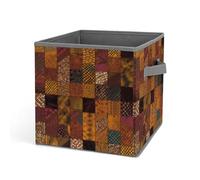 HETVBNS African Style Patchwork Storage Bins 10.6 Inch, Oxford Fabric Foldable Storage Cube Organizer Basket with Handles, Fabric Bins for Closet Shelves, Toys, Clothes, Books, Bedroom