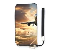 HETVBNS Airplane Wallet, Elegant Wristlet Wallet with Multi-Card Slots, PU Leather Long Purse for Women, Men