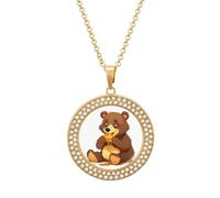 HETVBNS - Alloy round pendant necklace with diamond, elegant pendant necklace for women men, Una talla, Metal, Alloy.