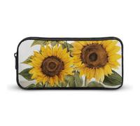 HETVBNS Alluring Sunflowers Summer Pencil Case Large Capacity, Durable Pencil Pouch Portable Small Cosmetic Bag with Metal Zipper, Simple Makeup Pouch Aesthetic Toiletry Bag for Travel Office