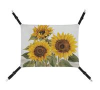 HETVBNS Alluring Sunflowers Summer Pet Hammock for Cats & Dogs, Soft Breathable Canvas Hanging Hammock with Adjustable Straps, Comfortable & Durable Hanging Bed for Small to Medium Pets