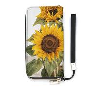 HETVBNS Alluring Sunflowers Summer Wallet, Elegant Wristlet Wallet with Multi-Card Slots, PU Leather Long Purse for Women, Men