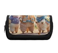 HETVBNS Alpacas Together Pencil Case Extra Large, Double Layer Pencil Pouch with Zipper, Portable Cosmetic Bags for Travel, Office Stationery Organizer for Women Men