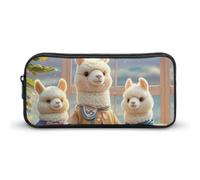 HETVBNS Alpacas Together Pencil Case Large Capacity, Durable Pencil Pouch Portable Small Cosmetic Bag with Metal Zipper, Simple Makeup Pouch Aesthetic Toiletry Bag for Travel Office