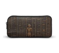 HETVBNS Ancient Egyptian Hieroglyph Pencil Case Large Capacity, Durable Pencil Pouch Portable Small Cosmetic Bag with Metal Zipper, Simple Makeup Pouch Aesthetic Toiletry Bag for Travel Office