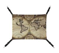 HETVBNS Ancient Map World Globe Pet Hammock for Cats & Dogs, Soft Breathable Canvas Hanging Hammock with Adjustable Straps, Comfortable & Durable Hanging Bed for Small to Medium Pets