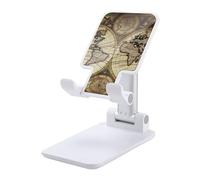 HETVBNS Ancient Map World Globe Phone Stand for Desk - Adjustable & Foldable Tablet Stand Portable Cell Phone Stand Holder Compatible with 4-13" Smartphones, Tablets