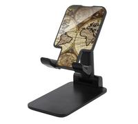 HETVBNS Ancient Map World Globe Phone Stand for Desk - Adjustable & Foldable Tablet Stand Portable Cell Phone Stand Holder Compatible with 4-13" Smartphones, Tablets