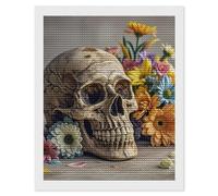 HETVBNS Ancient Skull and Flowers Diamond Painting Kits for Adults, Full Round Drill DIY Diamond Art for Beginners, 5D Gem Art and Crafts for Home Wall Decor 16"x20"