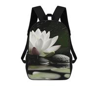 HETVBNS And Black Zen Stones Backpack for Women Men, Durable 600D Polyester Bookbag with Large Capacity, Lightweight 17 Inch Laptop Backpack Minimalism Casual Daypack for Work, Travel