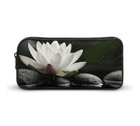 HETVBNS And Black Zen Stones Pencil Case Large Capacity, Durable Pencil Pouch Portable Small Cosmetic Bag with Metal Zipper, Simple Makeup Pouch Aesthetic Toiletry Bag for Travel Office