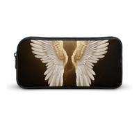 HETVBNS Angel Wing Pencil Case Large Capacity, Durable Pencil Pouch Portable Small Cosmetic Bag with Metal Zipper, Simple Makeup Pouch Aesthetic Toiletry Bag for Travel Office