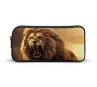 HETVBNS Angry Roaring Lion Pencil Case Large Capacity, Durable Pencil Pouch Portable Small Cosmetic Bag with Metal Zipper, Simple Makeup Pouch Aesthetic Toiletry Bag for Travel Office