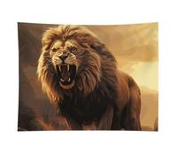 HETVBNS Angry Roaring Lion Tapestry Wall Hanging - 30"x40" Aesthetic Tapestries Soft Polyester Wall Art Decor Large Tapestry for Bedroom Living Room Dorm Backdrop, Hanging Kit Included