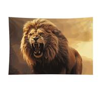 HETVBNS Angry Roaring Lion Tapestry Wall Hanging - 40"x60" Aesthetic Tapestries Soft Polyester Wall Art Decor Large Tapestry for Bedroom Living Room Dorm Backdrop, Hanging Kit Included