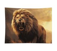 HETVBNS Angry Roaring Lion Tapestry Wall Hanging - 60"x80" Aesthetic Tapestries Soft Polyester Wall Art Decor Large Tapestry for Bedroom Living Room Dorm Backdrop, Hanging Kit Included