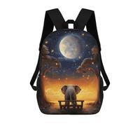 HETVBNS Animal Elephant Owl Tree Moon Star Backpack for Women Men, Durable 600D Polyester Bookbag with Large Capacity, Lightweight 17 Inch Laptop Backpack Minimalism Casual Daypack for Work, Travel
