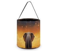 HETVBNS Animal Elephant Owl Tree Moon Star Candy Bag Halloween Trick Or Treat Bucket 7.9x8.3in, Reusable Gift Bags for Party Holiday Wedding