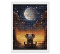 HETVBNS Animal Elephant Owl Tree Moon Star Diamond Painting Kits for Adults, Full Round Drill DIY Diamond Art for Beginners, 5D Gem Art and Crafts for Home Wall Decor 12"x16"