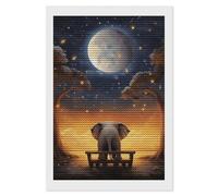 HETVBNS Animal Elephant Owl Tree Moon Star Diamond Painting Kits for Adults, Full Round Drill DIY Diamond Art for Beginners, 5D Gem Art and Crafts for Home Wall Decor 8"x12"