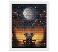 HETVBNS Animal Elephant Owl Tree Moon Star Diamond Painting Kits for Adults, Full Round Drill DIY Diamond Art for Beginners, 5D Gem Art and Crafts for Home Wall Decor 16"x20"