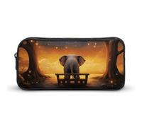 HETVBNS Animal Elephant Owl Tree Moon Star Pencil Case Large Capacity, Durable Pencil Pouch Portable Small Cosmetic Bag with Metal Zipper, Simple Makeup Pouch Aesthetic Toiletry Bag for Travel Office