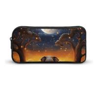 HETVBNS Animal Elephant Owl Tree Moon Star Pencil Case Large Capacity Zipper Pouch, Durable Pencil Box Organizer, Portable Small Cosmetic Bag for Office, Travel